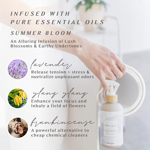 Organic Yoga Mat Cleaner Spray | 8oz Summer Bloom with Microfiber Cloth | Made in the USA | Safely and Effectively Cleans All Mats and Pilates + Yoga Accessories