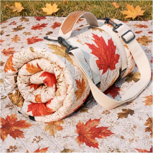 Genovega Waterproof Picnic Blanket Beach Mat Outdoor Outside Rug Tent Carpet Extra Large Foldable Sandproof Autumn Decor Halloween Decoration Roadside Outdoor Thanksgiving Essentials Fall Party Stuff - color: Autumn Leaves