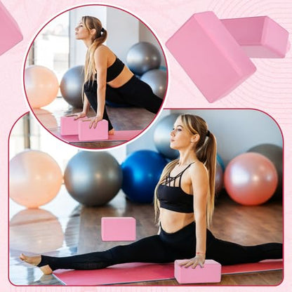 Wettarn 6 Pack Yoga Blocks 9 x 6 x 4 Inch EVA Foam, Lightweight | Non Slip, Yoga Props Accessories for Pilates, Stretching and Meditation - color: Pink