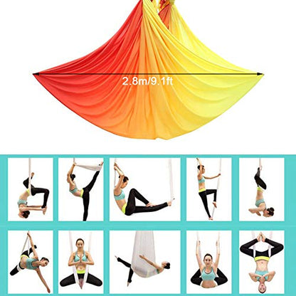 Foser Aerial Hammock, 16.4ft 9.2ft Swing Set for Anti-Gravity Yoga, Dance & Acrobatics - color: Gradient yellow