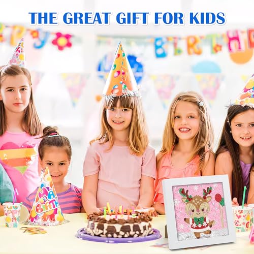 Leixonl Diamond Art Kits for Kids with Framed (7 in) Cartoon Animals DIY Gem Art Painting - Arts & Crafts Gifts for Beginners & Teens (1p-6 in Deer) - color: Deer