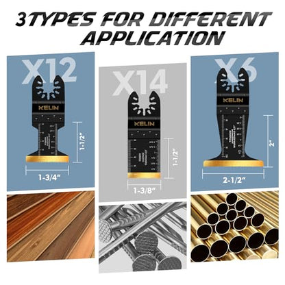 32pcs Titanium Oscillating Tool Blades, Universal Multitool Blades | Oscillating Saw Blade for Hard Wood, Metal,Nails, Laminate Flooring, Multi Tool Blades Kits Fit Dewalt Bosch Milwaukee Ryobi - size: 32 PCS