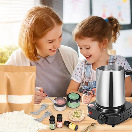 SAEUYVB Candle Making Kit, Candle Making Kit for Adults - DIY Starter Soy Candle Making Supplies-Including Soy Wax,Electric Stove,Melting Pot,Candle Wicks,Rich Scents,Stickers,Etc - size: 20 pcs candle tins kit