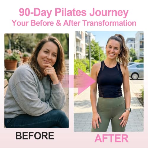 Home Pilates Ring and Ball Set for Women with 5 Resistance Bands 13 inch Magic Circle Workout Starter Kit for Beginners Full Body Toning 15 Min Daily Routine - color: All Pink