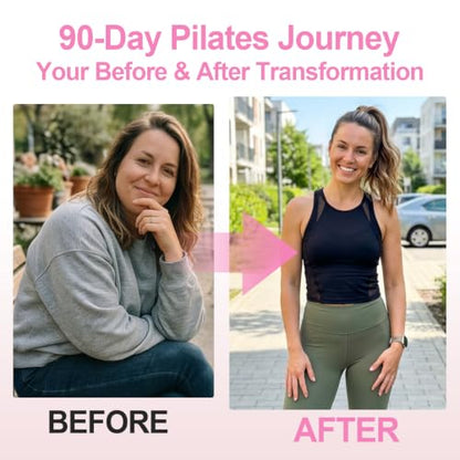 Home Pilates Ring and Ball Set for Women with 5 Resistance Bands 13 inch Magic Circle Workout Starter Kit for Beginners Full Body Toning 15 Min Daily Routine - color: All Pink