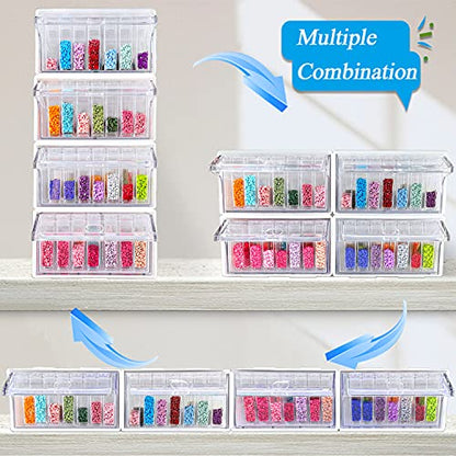 ARTDOT Diamond Painting Storage, 4 Pack Stackable Bead Organizer 140 Slots Individual Containers with Diamond Art Accessories and Tools for Beads Nail Pill Rhinestones Seed - size: 140 Containers with 4 Drawers