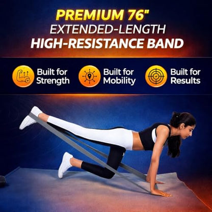 76 Inch Extended Length Resistance Bands - Heavy Duty Elastic Fabric & Natural Rubber Long Workout Loop for Pull Up Assist, Vertical Jump Training, Mobility & Full Body Fitness - color: 회색.