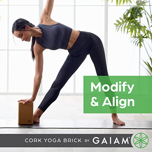 Gaiam Natural Cork Yoga Block, Non-Slip Brick for Pilates & Balance | 100% natural cork with non-slip grip & rounded edges. Eco-friendly foam alternative for yoga, Pilates, balance & meditation. - size: 1 EA (Pack of 12)