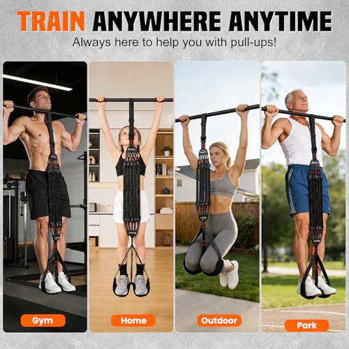 SERTT Adjustable Pull Up Assistance Band, Heavy Duty Assisted Pull Up Bands Support 375lbs, Upgrade Pull Up Bar Resistance Band for Assist Pullup Home Gym Strength Training - color: Black