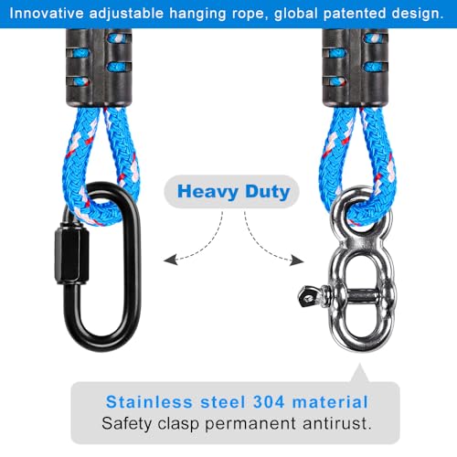 SELEWARE 3ft Tree Swing Rope, Adjustable Hammock Straps Hanging Kit - color: Blue-2 Pack, size: 3ft