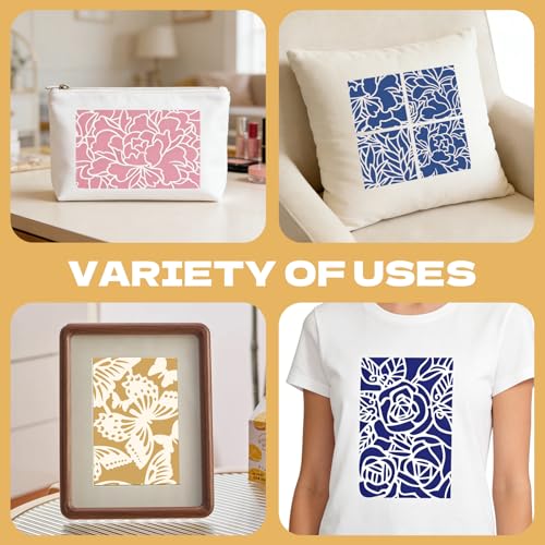 28 Pcs Floral and Botanical Texture Stencils Set Reusable Layering Templates with Leaf Butterfly Floral Peony Rose and Abstract Patterns Stencils for Painting Arts Furniture Canvas and Home Decor - style: Style 2