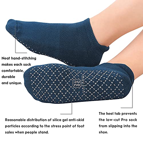 unenow Unisex Non Slip Grip Socks for Yoga Pilates Barre Home & Hospital - color: 4 Pairs-peacock Blue/Wine Red/Purple/Coffee, size: Small