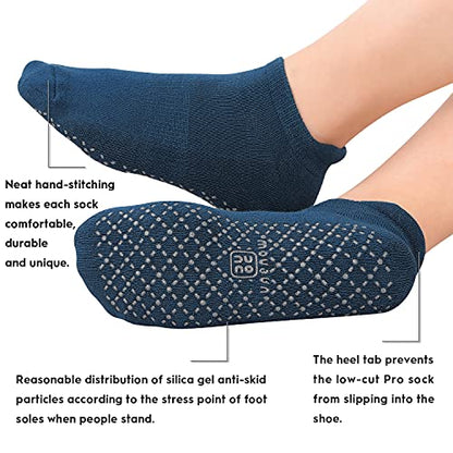 unenow Unisex Non Slip Grip Socks for Yoga Pilates Barre Home & Hospital - color: 4 Pairs-peacock Blue/Wine Red/Purple/Coffee, size: Medium