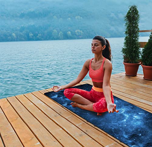 nuveti Printed Travel Yoga Mat 1/16 Inch Thick Non Slip Fitness Workout Mat | with Carrying Bag, Foldable Lightweight Suede & Natural Rubber Yoga Mat for Yoga Pilates and Fitness 72" L x 24" W x 1.5mm - color: MengHuan