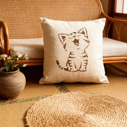 TIAMECH A4 Reusable Little Cat Stencil for Painting | Cute Meow Kitten Layering Template, DIY Wall Art, Wood Furniture, Scrapbook & Crafts (8.3x11.7inch) - style: Cute Meow Cat