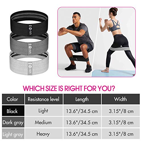 Resistance Bands, Fabric Workout Bands for Women & Men, Cloth Booty Resistance Loop Bands, Thick Squat Bands for Butt/Legs/Thigh/Hip/Glute Excersing - color: Light gray/black/dark gray