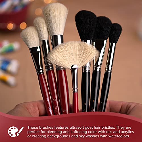 Silver Brush Limited Silver Mop White Round Oil Paintbrush, Size 20 | Acrylic, Watercolor, Pastels, Charcoal, Short Handle, Flagged Bristle, Soft Natural Goat Hair, Wash, Blending, Softening - size: Size 20