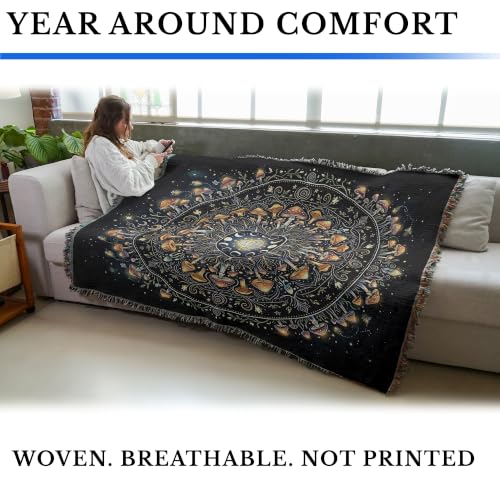 Pure Country Weavers Mushroom Firefly Mandala Blanket - Gift Tapestry Throw Woven from Cotton - Made in The USA (72x54) - color: Mushroom Firefly Mandala, size: 72x54