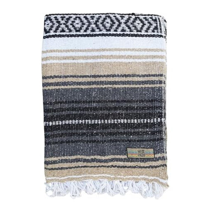 Open Road Goods Tan/Beige Mexican Blanket - Authentic Serape Falsa Blanket - Handmade (Acrylic Blend, XL) - color: Beige/Tan