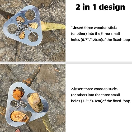 Stainless Steel Camping Tripod Board,Turn Branches into Campfire Tripod | Campfire Support Plate with Adjustable Chain for Hanging Cookware,Rustproof,Portable Camping Gear - color: Plus