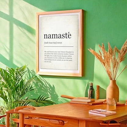 Namaste Definition Yoga Zen Quote Illustration Art Print for Meditation Room Serenity Display, Yoga Studio Harmony Accent, Bedroom Mindfulness Living Room Spiritual Home Office Nursery Dorm Wall Art, Young Yogi Practitioner Teacher Enthusiast Gifts - 8x10