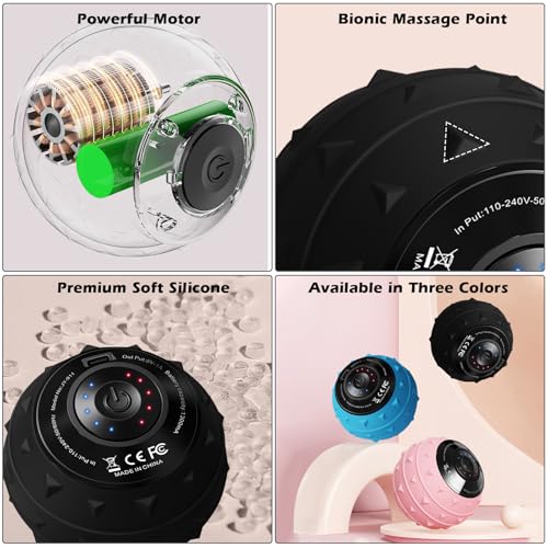 5-Speed Vibrating Massage Ball: Silicone Electric Massager with Auto Shut-Off, Physical Therapy Ball for Fitness, Mobility, and Relaxation, Wellness Gift (Black) - color: Black