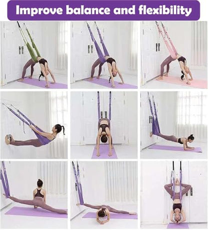 Aerial Yoga Rope for Door,Yoga Door Swing,Leg Stretcher Strap - color: purple.