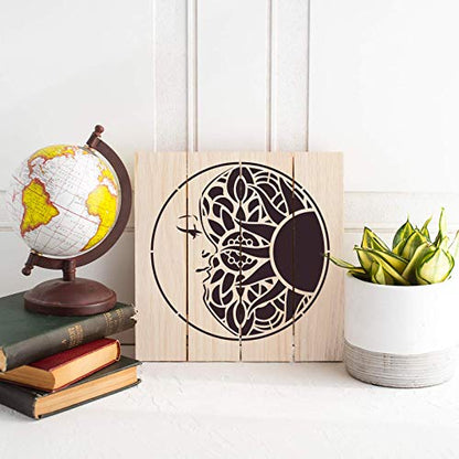 Mandala Sun and Moon Stencil - Sun & Moon Mandala Templates, Boho Stencils - size: 30"x30"