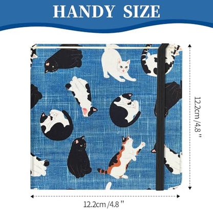5x5" Pocket Sketch Book,80gsm Hardcover Art Sketchbook for Drawing Journal | Cloth Cover,80gsm Blank Paper,96Sheets,Lay-Flat,Portable Travel Creation Paint Diary Memo Planner,Dry Media. Cow Cat - color: Cloth Cover-4.8x4.8in-Cow Cat