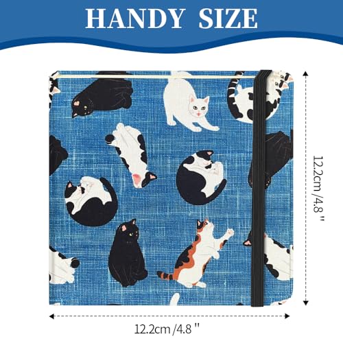 5x5" Pocket Sketch Book,80gsm Hardcover Art Sketchbook for Drawing Journal | Cloth Cover,80gsm Blank Paper,96Sheets,Lay-Flat,Portable Travel Creation Paint Diary Memo Planner,Dry Media. Cow Cat - color: Cloth Cover-4.8x4.8in-Cow Cat