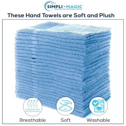 Simpli-Magic Cotton Hand Towels, 12 Pack, 16” x 27”, Blue - color: Blue, size: 16 in x 27 in