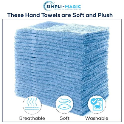 Simpli-Magic Cotton Hand Towels, 12 Pack, 16” x 27”, Blue - color: Blue, size: 16 in x 27 in