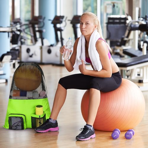 NATURAL STYLE Mesh Drawstring Gym Swim Beach bag, Large Waterproof Pool Sports Backpack for Swimming Gear Workout Yoga Travel - color: Green
