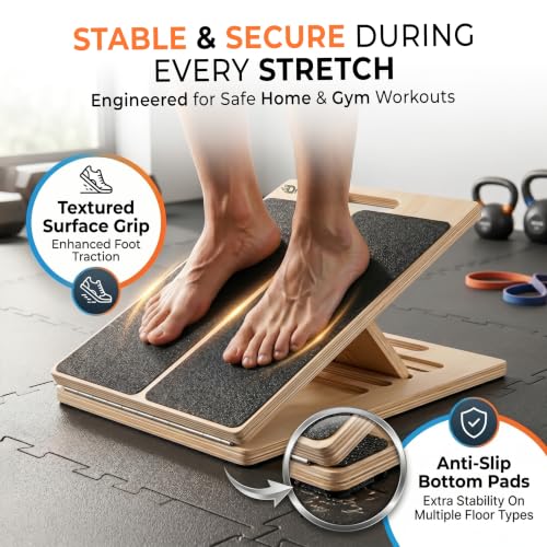 Adjustable Slant Board for Calf Stretching – Incline Stretch Wedge for Achilles Tendon, Plantar Fasciitis Relief, Squat Support & Physical Therapy, Non-Slip Calf Stretcher for Home Gym