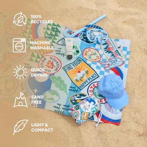 Dock & Bay Kid's Towel - Quick Dry, Sand Free - Compact, Lightweight - 100% Recycled - Includes Bag - Into the Wild - Large (160x90cm, 63x35) - color: Into the Wild, size: Large (160x90cm, 63x35")