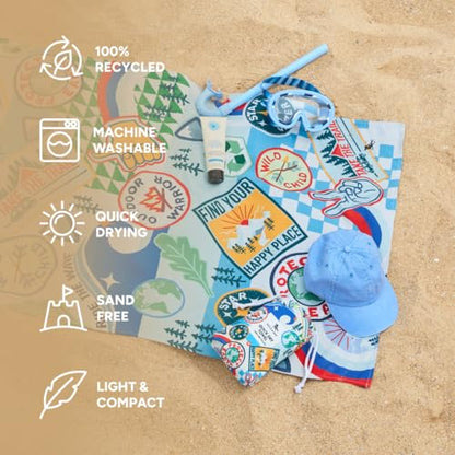 Dock & Bay Kid's Towel - Quick Dry, Sand Free - Compact, Lightweight - 100% Recycled - Includes Bag - Into the Wild - Large (160x90cm, 63x35) - color: Into the Wild, size: Large (160x90cm, 63x35")