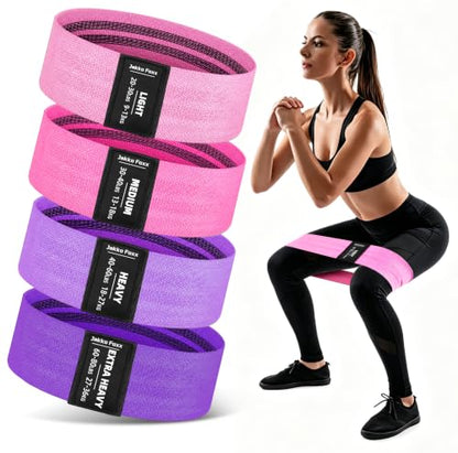 Fabric Resistance Bands,5 Non-Slip Fabric Workout Bands,Booty Bands for Women & Men, Elastic Exercise Bands for Legs, Glutes, Hips & Thighs, Home Fitness & Gym - color: Pink 4-Pack