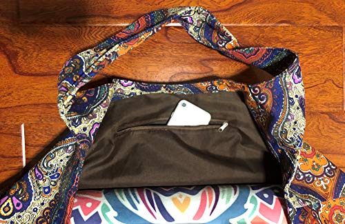 Aozora Yoga Mat Bag Large Yoga Mat Tote Sling Carrier with Pockets Fits Mats with Multi-Functional Storage Pockets Light and Durable - color: Celestial