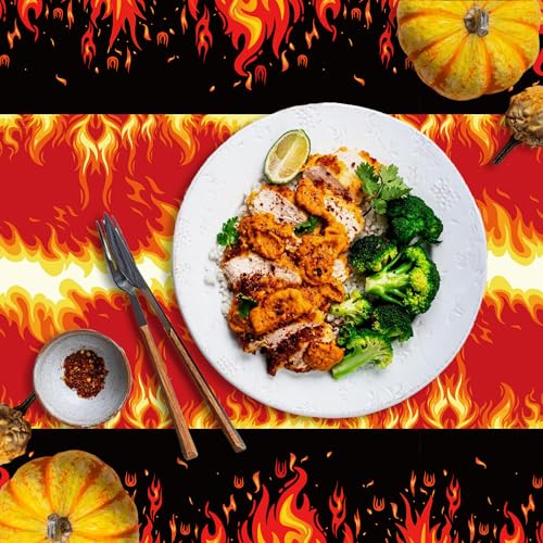 1Pc Fire Party Plastic Tablecloth 54 x 87 Inch Long Table Cover, Flame Party Tablecover for Fire Fighting Theme Kids Baby Shower Birthday Dinner Picnic Kitchen Event - color: Fire