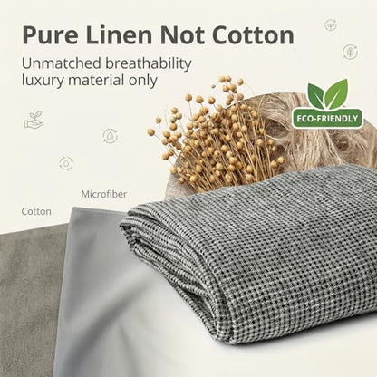 100% Linen Bath Towel 30x60-inch Waffle Weave Black-Natural Thin Quick Dry - color: Black Natural, size: Bath Towel