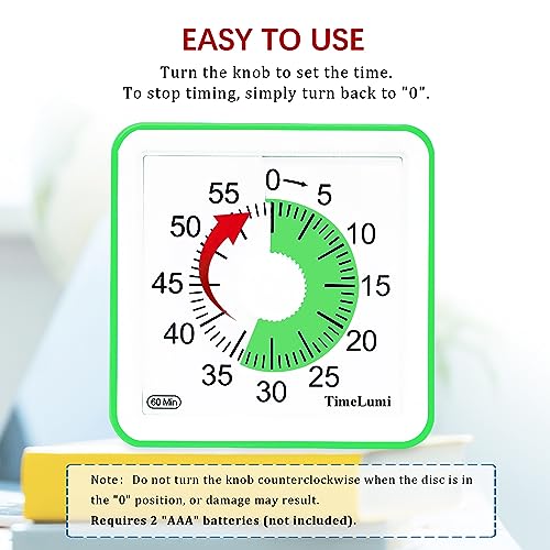 60-Minute Visual Timer for Kids, Management Classroom Timer, Green | Classroom, Home Edition Study Visual Timer - Silent Countdown Timer for Toddlers, Kids, Teachers and Adults - color: Green