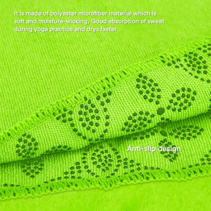 Yoga Towels, Non Slip Hot Yoga Mat Towel with Grip Dots,Super-Absorbent Soft Microfiber Yoga Blanket for Pilates, Fitness and Workout 72inch x 24inch - color: Green