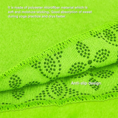 Yoga Towels, Non Slip Hot Yoga Mat Towel with Grip Dots,Super-Absorbent Soft Microfiber Yoga Blanket for Pilates, Fitness and Workout 72inch x 24inch - color: Green