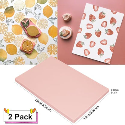 Rubber Stamp Carving Blocks 4"x6" Pink Rubber Carving Blocks Soft Linoleum Blocks for Stamp Maker Printmaking Supplies (2 Pack-4x6Inch)