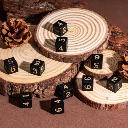 16mm D6 Dice Set 10PCS Wooden 6 Sided Dice for D&D RPG Board Games - color: D6-black N