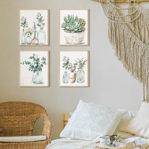 Yeaqee 4 Pcs Diamond Art Kits for Adults Gem Painting Kit DIY Jewel Diamond Art for Beginners Aesthetic Room Crafts Cute Painting Pictures 5d Craft Wall Decor for Home 10 x 11.8''(Greenery) - style: Greenery