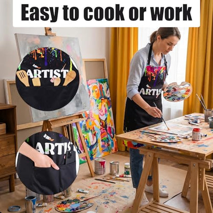 Painting Artist Apron with Pockets, Waterproof Painting Aprons for Adults, Adjustable Art Apron Bib Apron - color: Style 6