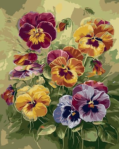 Ekuxom Flowers Paint by Numbers Kit for Adults | DIY Acrylic Paints Art for Home Decor Gift 16x20 Inch（Without Frame） - color: Flowers-2