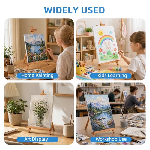 4 Pack Beechwood 25’’ Tabletop Easel Display Stand Set for Painting | Holding Canvas Up to 22 1/2 Inches High, Artist A-Frame Tripod with Rubber Feet, Portable Photo and Sign Holder - size: 4 Pack