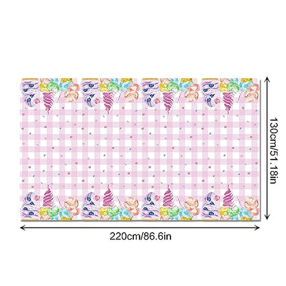 1Pc Ice Cream Cake Party Plastic Tablecloth 54 x 87 Inch Summer Sweet Ice Cream Long Rectangular Table Cover for Buffet Ice Cream Party Holiday Dinner Picnic Tablecloth for Kitchen Event Use - color: Ice Cream Cake